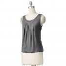 Womens Dark Gray Pleated Sleeveless Embellished Trapeze Top or Shirt by Dana Buchman Size XL NEW
