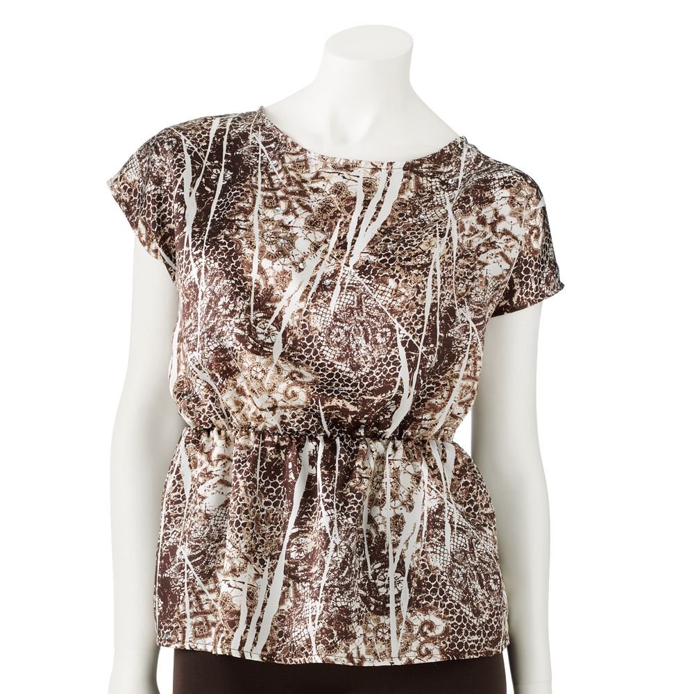 Juniors IZ Byer California Charmeuse Abstract Top Shirt Small or S NEW ...