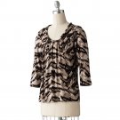 Womens Black and Tan Animal Twist Top or Shirt by Dana Buchman Size Large NEW $44