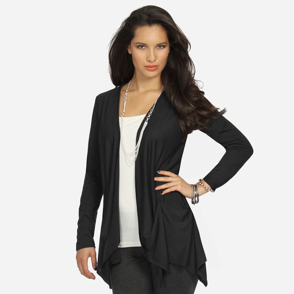 Daisy Fuentes Black Open-Front Cardigan Sz. Petite Small PS NEW $50