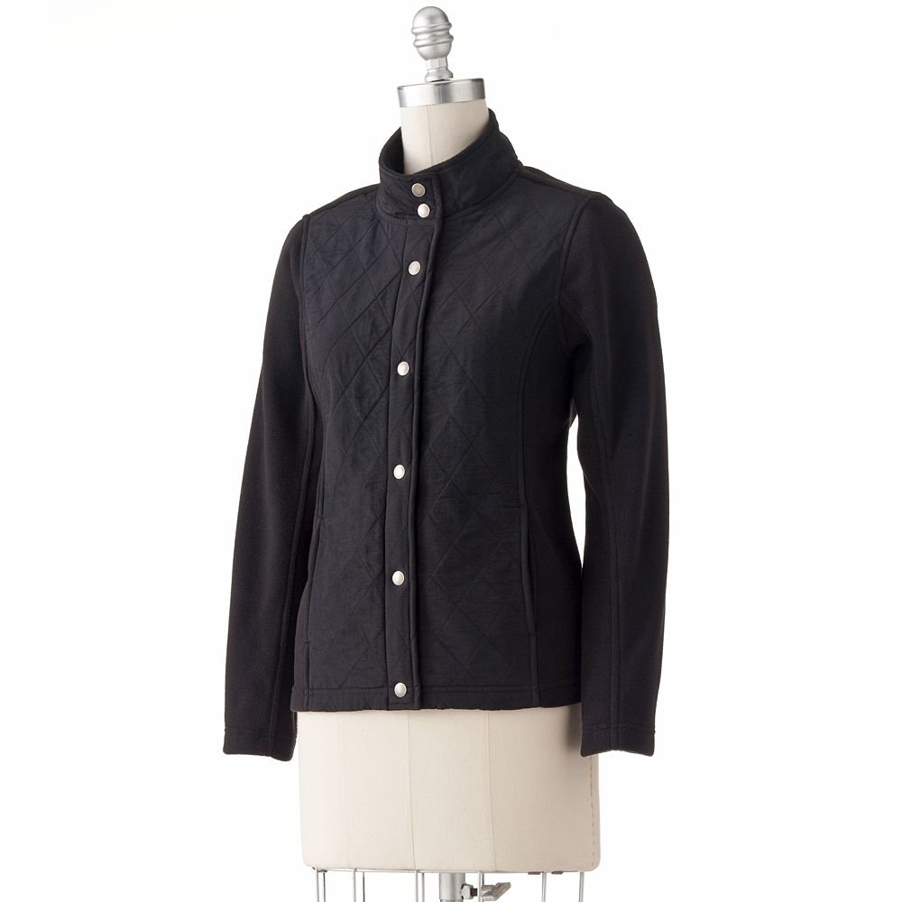 Womens BLACK Quilted Fleece Jacket Croft Barrow Medium NEW