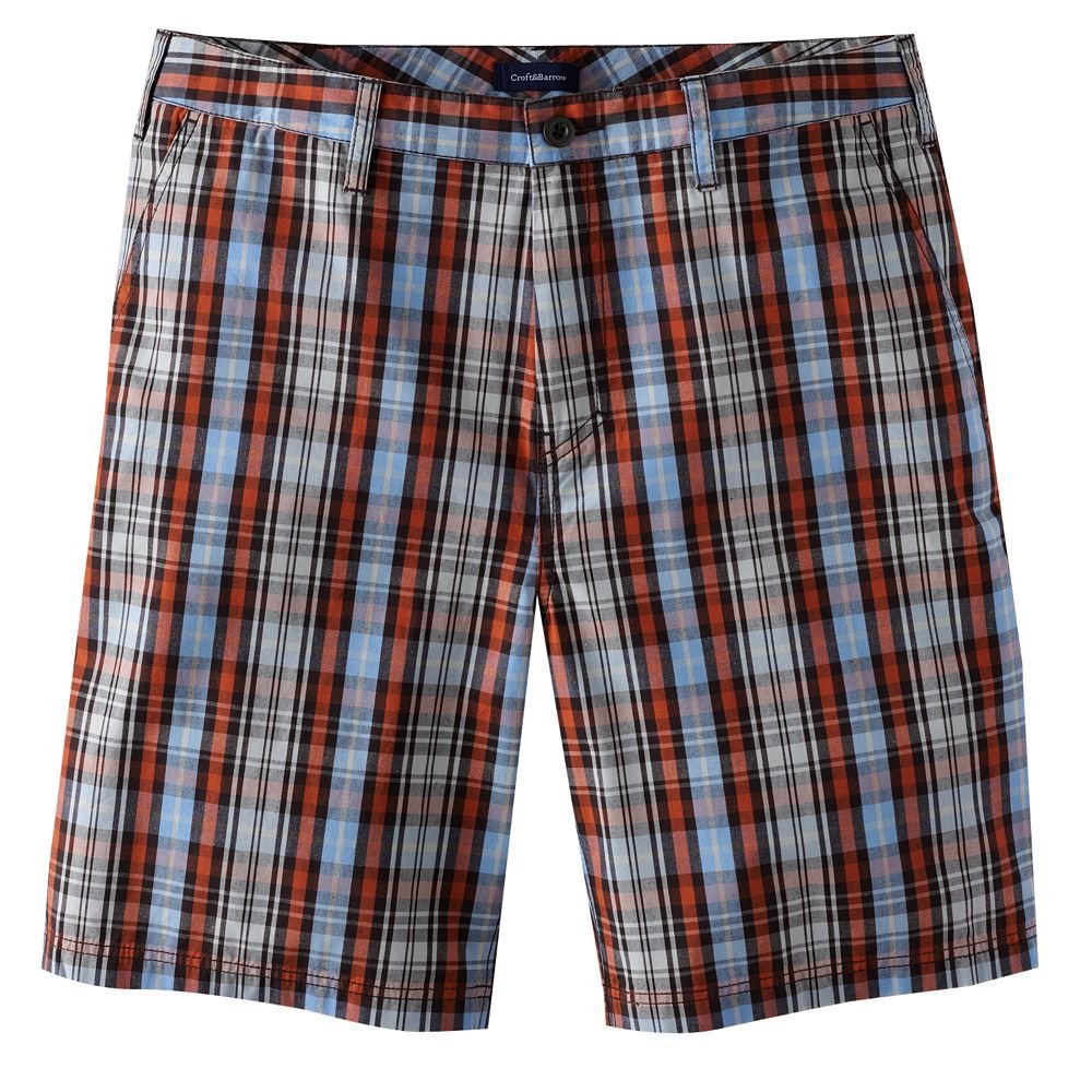 NEW Mens Plaid Shorts Sz. 36 Flat Front Croft and Barrow $34.00