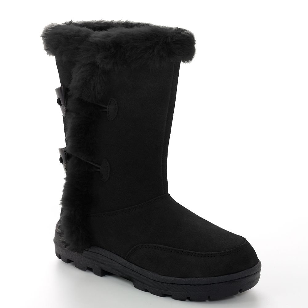 NEW Womens Boots Sz 9 SONOMA Midcalf Black Boots Faux Fur & Suede NEW