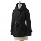 NEW Womens Hooded Belted Jacket Coat Apt 9 Black PETITE Small PS $150