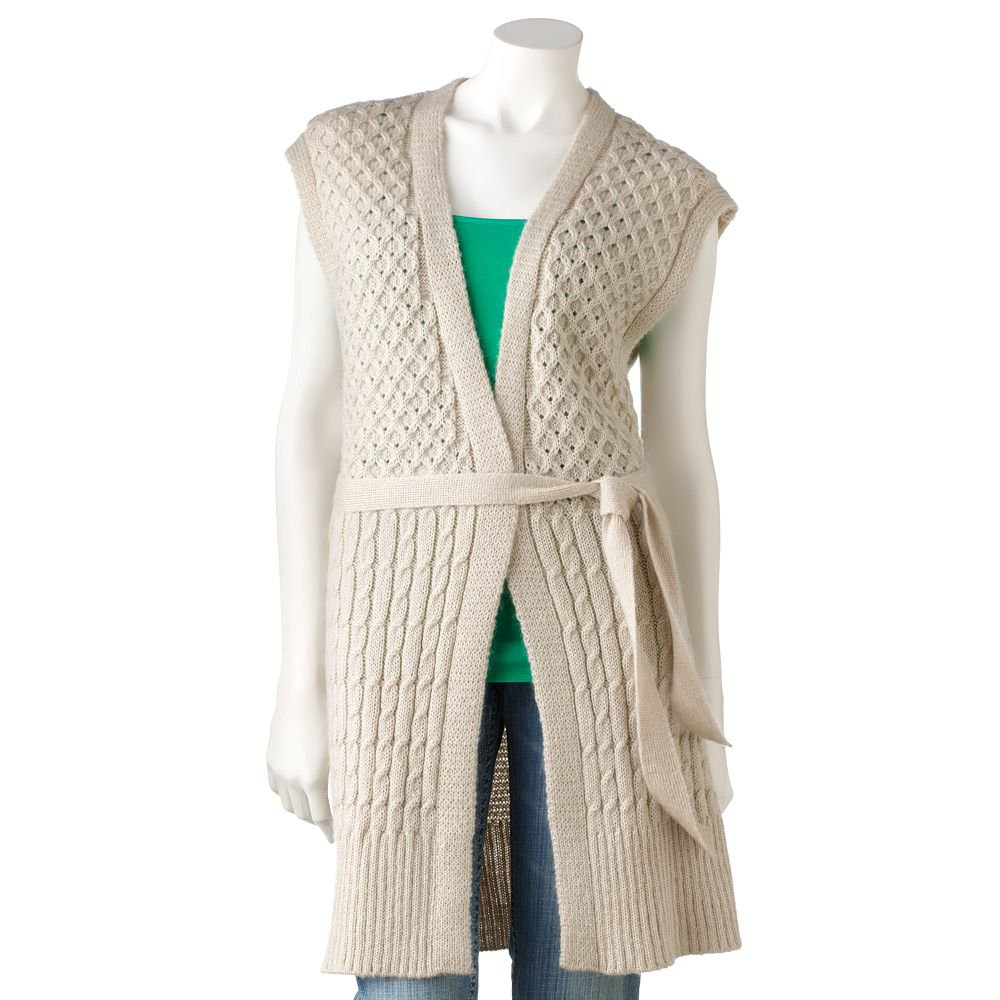 Juniors Solid CREAM Sleeveless Cardigan  Sweater  by Candies  