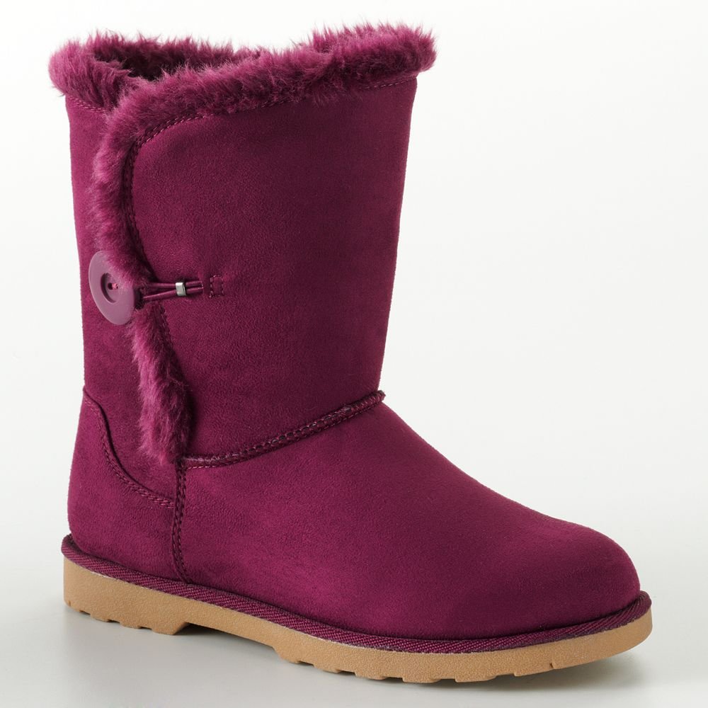NEW Womens Boots Sz 8 SO Midcalf Magenta Boots Faux Fur & Suede NEW