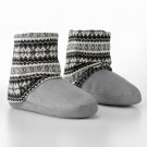 Fairisle Slouch Knit Microsuede Booties Slippers MUDD Gray Sz. Small NEW