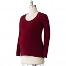 Womens Deep Red Ribbed Sweater Sz Large L Oh Baby Maternity $56 NEW