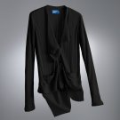 Womens Black Chiffon Ribbed Cardigan Sweater by Vera Wang Size Petite Extra Large or PXL $48 NEW