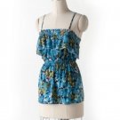 Elle Womens Cami Camisole Brushstroke Floral Blue Medium M Teens Girls $34.00 NEW
