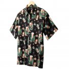 Croft Barrow Tropical Button Front Shirt Black Suds Size Medium or M NEW $38