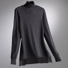 Vera Wang SVVW Dark Gray Chiffon Turtleneck Sweater Womens Petite Medium NEW $60