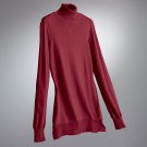 Vera Wang SVVW Dark Red Chiffon Turtleneck Sweater Womens Petite Medium NEW $60