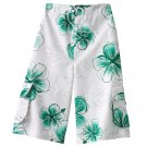 NEW Sonoma Boys Swimsuit Swim Suit White with Green Floral Cargo Style Sz Large NEW