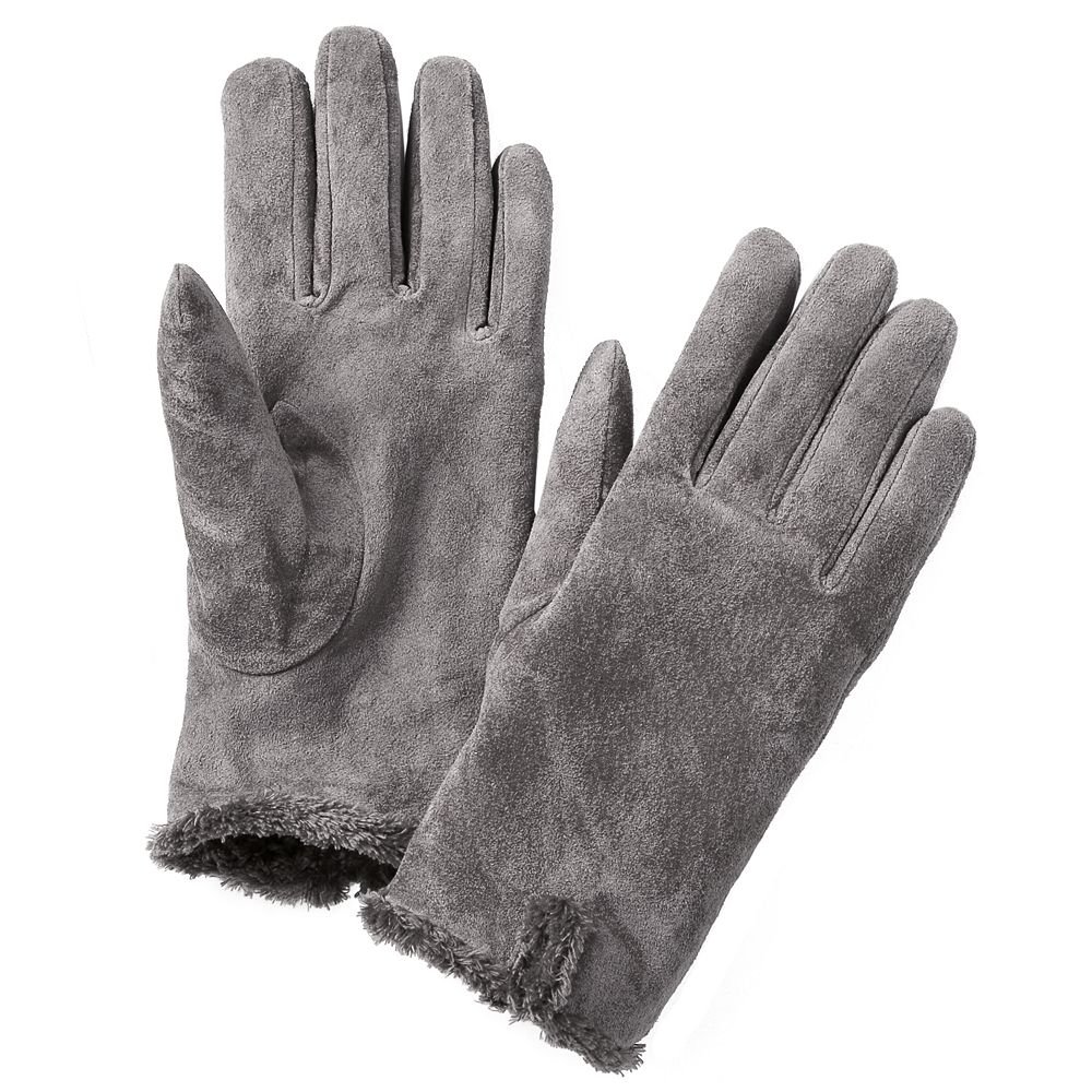 Isotoner Womens Suede Gloves XL Extra Large Charcoal Gray NEW 38