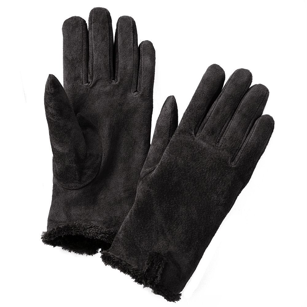 Isotoner Womens Suede Gloves XL Extra Large Black NEW 38