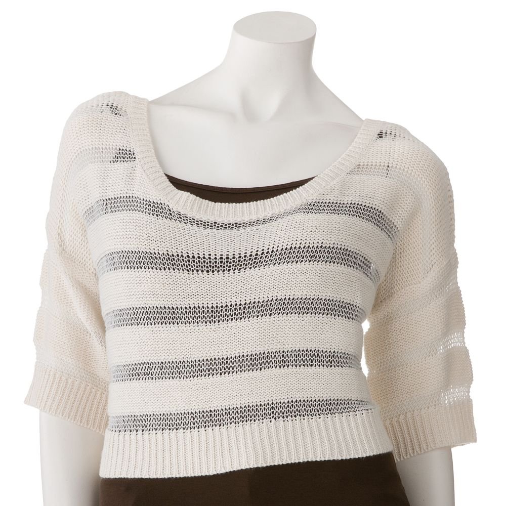 Candie's Small or S Ivory Tube Yarn Crop Pullover Sweater Womens  NEW $48