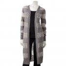 Womens Gray Striped Pointelle Maxi Cardigan Sweater by MUDD Sz Medium or M $60 NEW