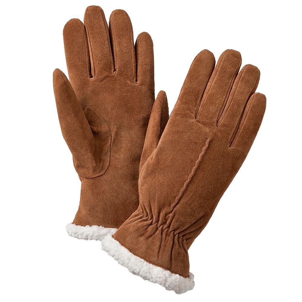 Isotoner Womens Suede Gloves XL Extra Large Medium Brown NEW