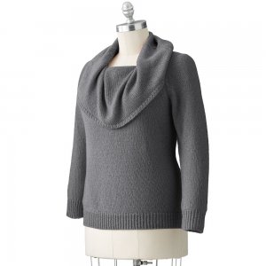 Womens Plus Dana Buchman Marilyn Sweater Gray Cowlneck Sz 2X NEW