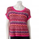 Take Out Medium or M Bright Pink Zigzag Pullover Sweater Juniors  NEW $44