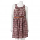 Juniors Zigzag Knit Dress by Lily Rose Sz Large or L + Belt Dress NEW $48