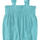 Old Navy Girls Solid Light Teal Smocked Bubble Top Sz Extra Large XL NEW