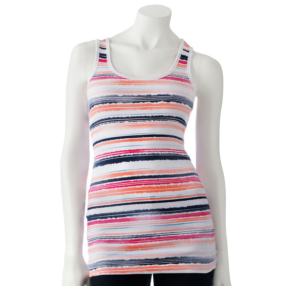 Juniors Teens Bright Striped Ribbed Racerback Tank Top Shirt by SO Sz Extra Large XL S $14.00 NEW