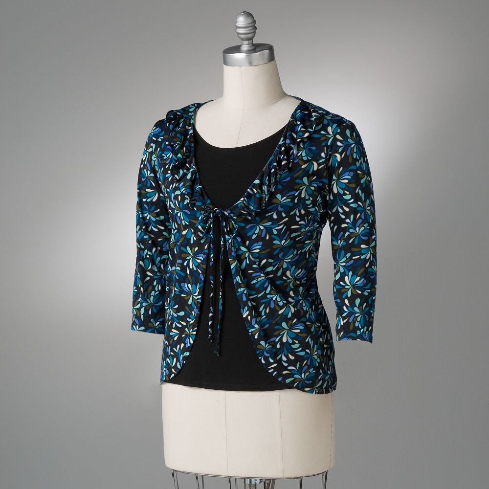 Womens Plus Size Mock Layer Shirt Career Top 1X by Notations NEW