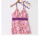 SO Junior Size Floral Halter Top Tie-Neck Sz. XS or Extra Small Violet NEW