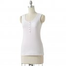 Croft Barrow Womens Extra Large Solid White Henley Tank Top Shirt NEW