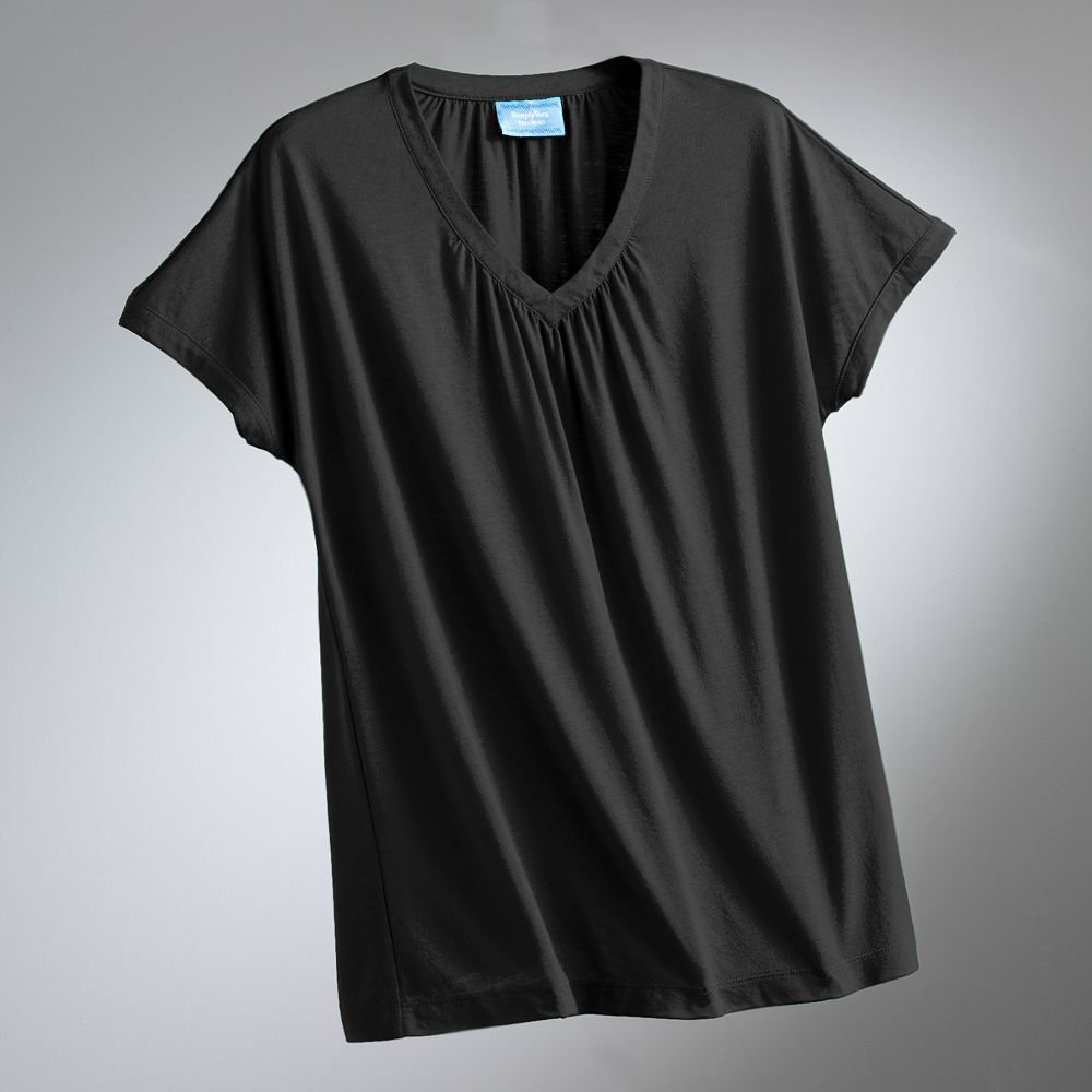 Vera Wang Women S Shirred T Shirt Tee Black Womens Top New Size Small