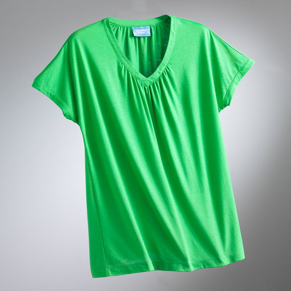 Vera Wang Women S Shirred T Shirt Tee Green Womens Top New Size Xs