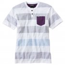 Zoo York Striped Henley T-Shirt Gray Purples 2XL or XXL Young Mens NEW $40
