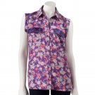 Juniors Womens Floral Cuffed Sequin Sleeveless Top Shirt by Candies Sz Small or S $38.00 NEW