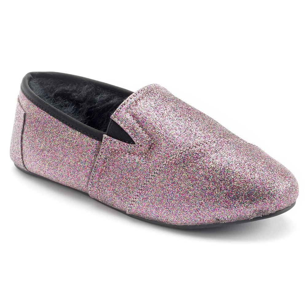 Juniors Pink Glitter Shine Slippers by SO Pink Mauve Size Large NEW $24