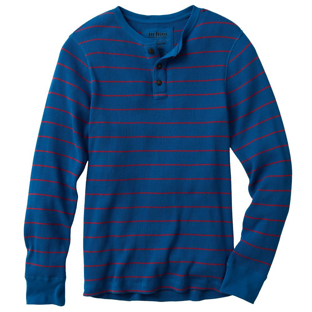 Urban Pipeline Size XXL or 2XL Blue Striped Henley Thermal Mens Shirt ...