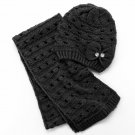 NEW Apt 9 Bow + Rhinestones Knit Hat + Scarf Set Deep Black $32.00