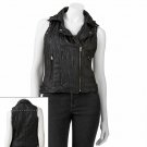 NEW Juniors Medium Black Margo & Sebastian Studded Faux-Leather Vest  $58