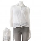 SO Juniors Sz. Small White Tie-Front Top Shirt Blouse $30 NEW