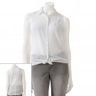 SO Juniors Sz. Extra Large White Tie-Front Top Shirt Blouse $30 NEW