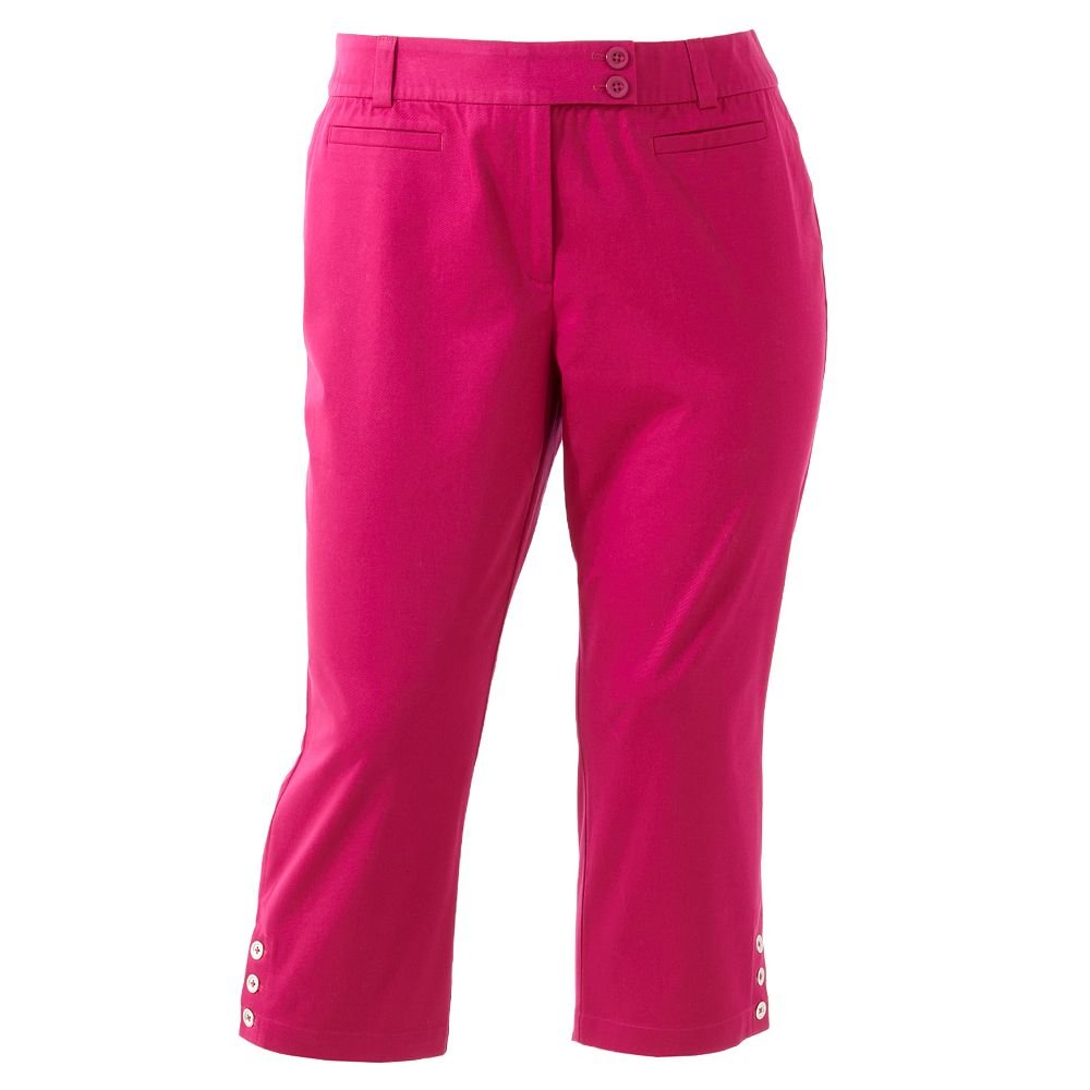 NEW Womens Plus 22W Sag Harbor Solid Crop Pants Fuchsia $48 NEW
