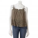Juniors Large L Olive Green Tie-Strap Embroidered Crop Tank Top Mudd $36.00 NEW