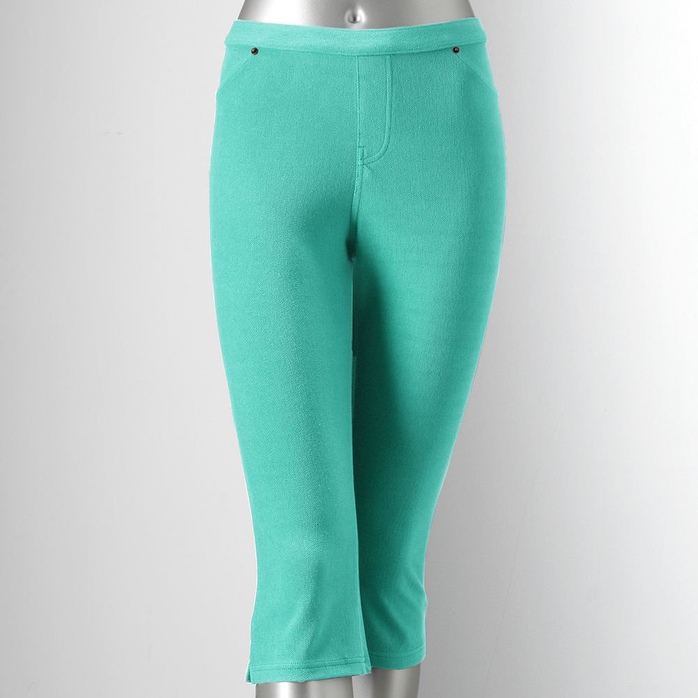 SVVW Vera Wang Turquoise Denim Capri Leggings Small Capris NEW $36.00