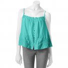 Juniors Extra Large XL Turquoise Button Front Cropped Embroidered Camisole Mudd $36.00 NEW