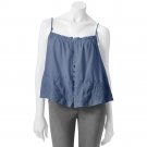 Juniors Small S Medium Blue Button Front Cropped Embroidered Camisole Mudd $36.00 NEW