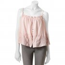 Juniors Extra Large or XL Pink Button Front Cropped Embroidered Camisole Mudd $36.00 NEW