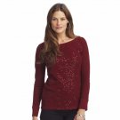 Chaps Deep Red Extra Small XS Sequin Thermal Top Shirt Long Sleeves NEW $59.00