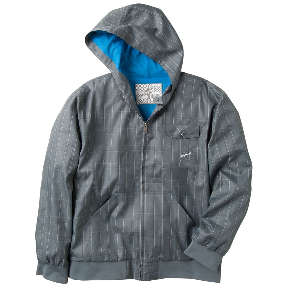 Grey Plaid Fleece Hooded Thickened Coat