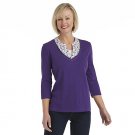 NEW Small Laura Scott Womens 3Fer Top Purple Layered Look Top Shirt Blouse $34 NEW